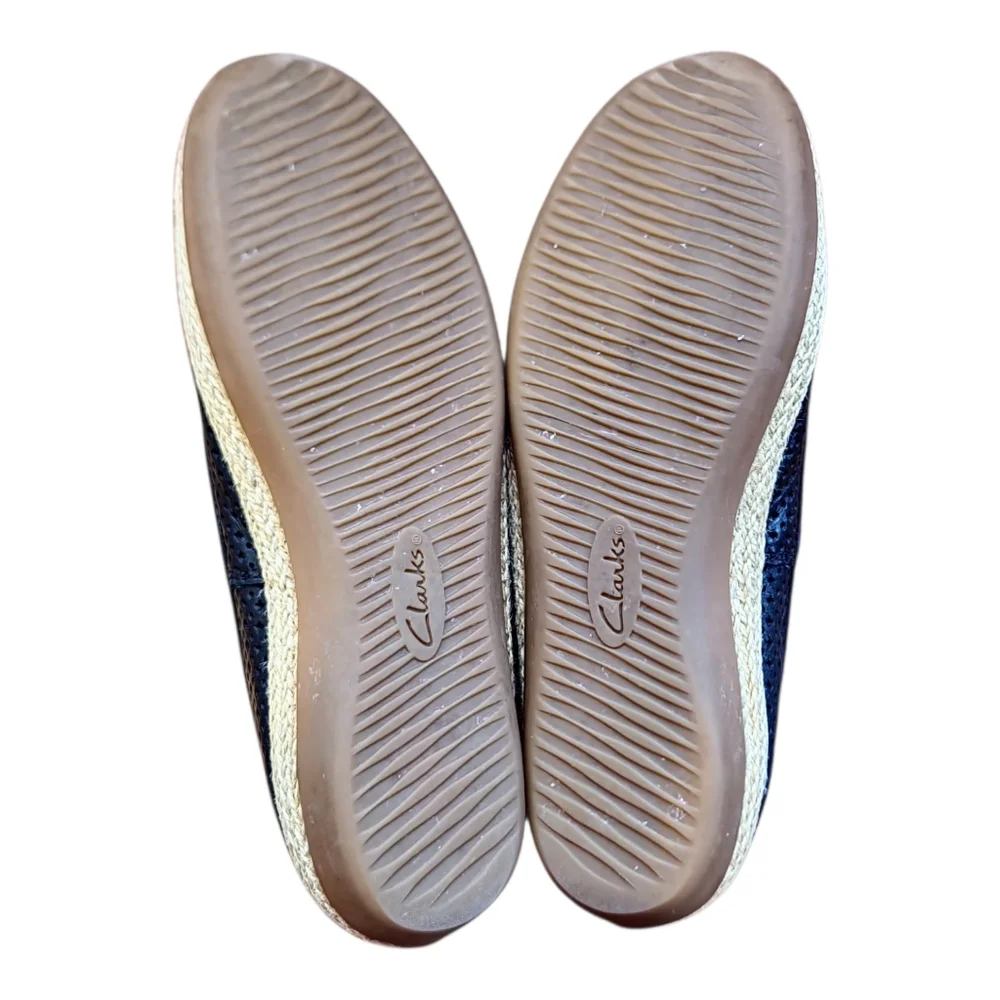 Collection By Clarks Danelly Adira Black Leather Espadrille Ballet Flats‎ 7M